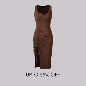 Brown ruched dress
